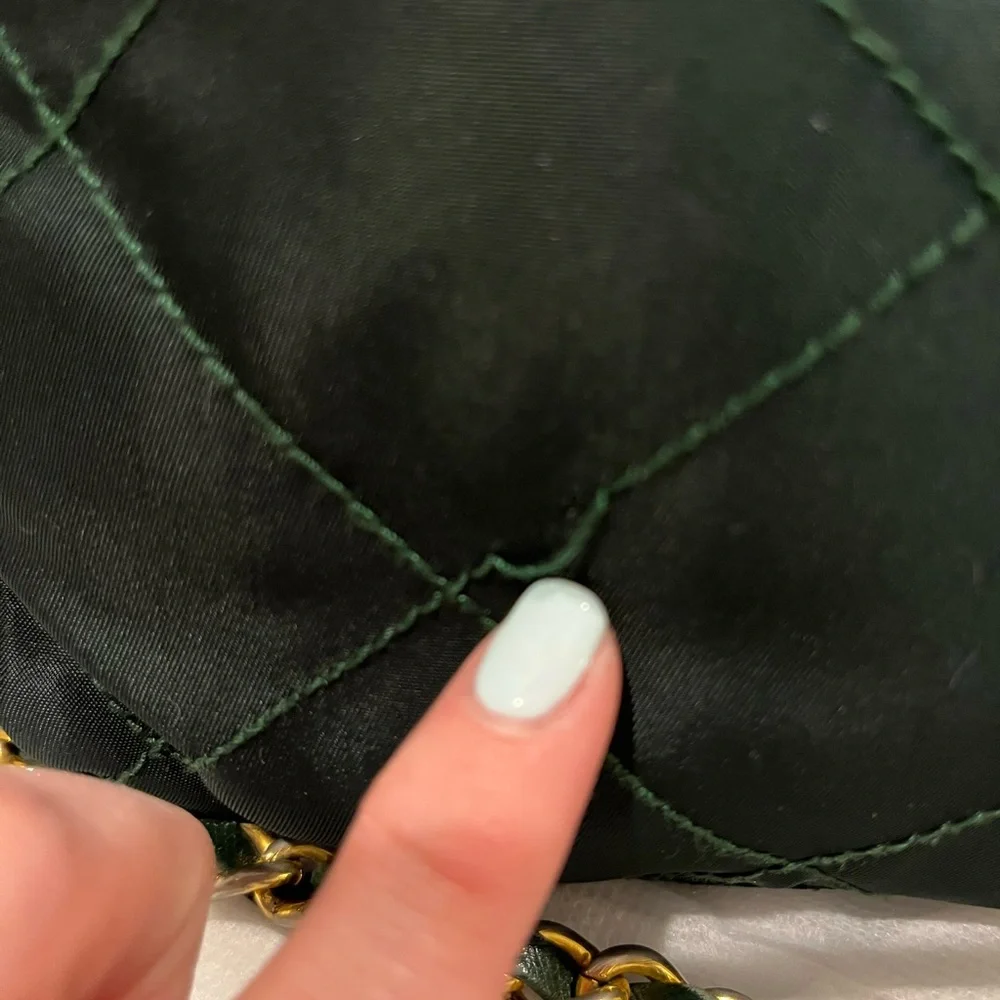 Prada Green Tessuto Quilted Nylon Shoulder Bag with Gold Chain - Picture 13 of 13